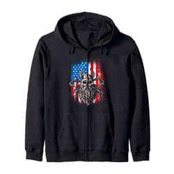 American Flag viking design for men and women American flag viking design nordic mythology Zip Hoodie