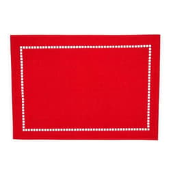212 Main SARO 13 x 19 in. Oblong Red Laser-Cut Hemstitch Placemats Set of 4