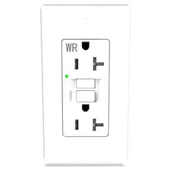 POWAWINI GFCI Outlet 20 Amp, Thinner Design, Self-Test GFI Receptacle, LED Indicator, UL Listed, Tamper Resistant, Weather Resistant, with Wall Plates and Screws, Indoor Outdoor Use, White