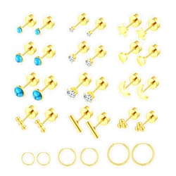Gabry&jwl Surgical Stainless Steel Flat Back Stud Earrings for Women Men Hypoallergenic Hoop Earrings for Cartilage Helix Lobes Multiple Piercing jewerly Screw Back Earring Set Silver/Gold/Black
