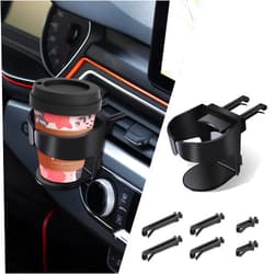 PACLVIO Car Cup Holder for Car Air Vent, Cup Holder, Adjustable Air Outlet Drink Mount Stand, Multi-Functional Beverage Holder Ashtray Bracket Universal for Cars Trucks with Horizontal Blade Vents