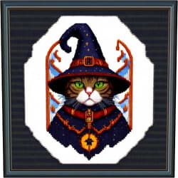 Artxfovy Stamped Cross Stitch Kits Beginners Full Range of Embroidery Starter Kits for Adults Printed Cross Stitching DIY Needlepoint Kit 11CT- (Cat Wizard 17.7x17.7 inch)