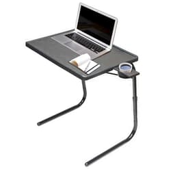 Table-Mate Table Mate II TV Tray Table - Folding TV Dinner Tray, Couch Table Trays for Eating Snack Food, Stowaway Laptop Stand, Portable Bed Dinner Tray - Adjustable TV Table with 3 Angles, Cup Holder, Black