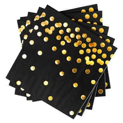 YOCHANDA 100 Pack Black and Gold Paper Napkin Disposable, Cocktail Napkins for Anniversary Dinner Lunch Mans Birthday Party Decoration Supplies 3 Layers (black gold)