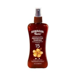 Hawaiian Tropic Protective Tanning Oil Spray Sunscreen SPF 15, 8oz | Tanning Sunscreen, Tanning Oil with SPF, Moisturizing Body Oil, Hawaiian Tropic Oil, Oxybenzone Free Outdoor Tanning Oil, 8oz