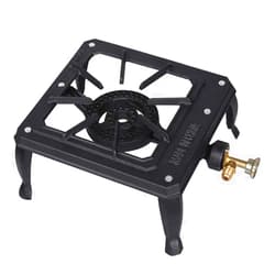 Boshen Portable Stove Burner Cast Iron Propane LPG Gas Cooker for Patio Outdoor Camping BBQ, Not Include Adapter