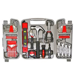 Apollo Tools 53 Piece Home Repair Tool Set with Toolbox Storage Case, Basic Tool Set for General Household Repairs and DIY, Includes Most Useful Hand Tools - Red
