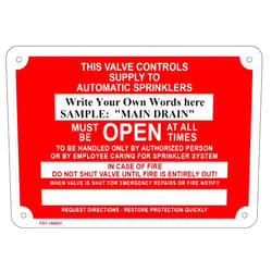 Www.buildingsigns.com Drain - Must Be Open at All Times, in Case of Fire Do Not, Fire Sprinkler Sign, 10
