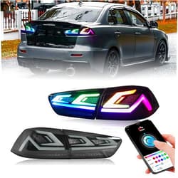 HCMOTIONZ LEDTail Lights RGB Assembly for Mitsubishi Lancer EVO X 2008-2020 Rear Lamps with Sequential Turn Signal/Start Up Animation/Driver & Passenger Sides…