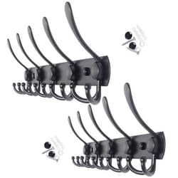 WEBI Coat Rack Wall Mount,5 Tri Hooks for Hanging,Coat Hooks Wall Mount,Hook Rack Rail,Coat Hanger Wall for Jacket,Clothes,Hats,Black,2 Packs