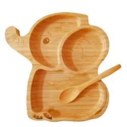 Kep-Mve Bamboo Baby Plates for Snacks,Baby Essentials Of Toddler Plates,Eco-Friendly Cute Elephant Design baby Feeding Supplier