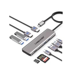 Lemorele USB C to Dual HDMI Adapter, 10-in-1 USB C Docking Station Dual Monitors for Windows, USB C Adapter with Dual HDMI, USB 3.0, 100W PD, USB-C Data,SD/TF for Dell XPS 13/15, Lenovo Yoga,etc