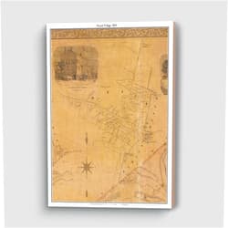 MG Global Vinage Hanging Canvas Print of Nyack Village 1854 Genealogy Rockland County New York NY | 8x12 12x18 16x24 20x30 24x36 Historical City Wall Art for Gift | Antique Rustic Home Office Decor