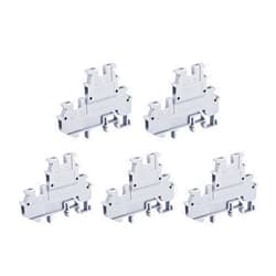 MECCANIXITY DIN Rail Mount Double-Level Terminal Blocks Screw Type Grey MBKKB2.5 Pack of 15