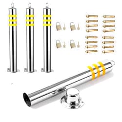 UHNGE-ER 4 Pack Commercial Parking Barrier Traffic Delineator Post Cone, 24 27 31 35 40 43 47 High, Metal Round Safety Bollard Post for Sidewalks/Traffic-Sensitive Area/Storefronts (75cm/29.5in)