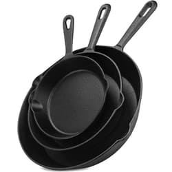 Utopia Kitchen Saute Fry Pan - Pre-Seasoned Cast Iron Skillet Set 3-Piece - Frying Pan - 6 Inch, 8 Inch and 10 Inch Cast Iron Set (Black)