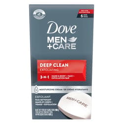 DOVE MEN + CARE Dove Men+Care Body Soap and Face Bar More Moisturizing Than Bar Soap Deep Clean Effectively Washes Away Bacteria, Nourishes Your Skin 3.75 Ounce (Pack of 6)