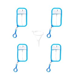 EMISSU 50ml Portable Spray Bottle, Mini Card Perfume Travel Refillable Atomizer, Reusable Sprayer Bottle with Hook and Silicone case for Hand Sanitizer Fragrance Cosmetic (Blue)