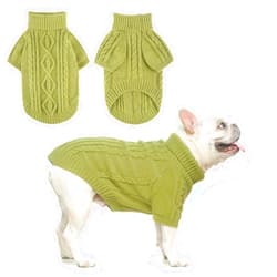 BEAUTYZOO Small Dog Sweater, Dog Sweatshirt Pullover Cable Knitwear, Classic Turtleneck Thick Cold Weather Dog Clothes for Small Medium Dogs Puppy Girl Boys Chihuahua, Bulldog, Dachshund, Pug, Yorkie