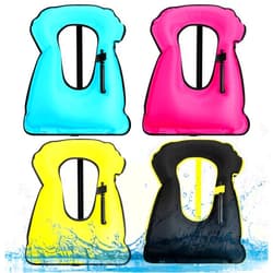 Jerify 4 Pcs Inflatable Snorkel Vest Adults, Portable Swim Vest Jackets, Adjustable Kayaking Jackets Safety Vests for Snorkeling Swimming Diving Surfing (Yellow, Rose Red, Black, Blue)