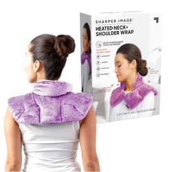 Sharper Image Heated Neck & Shoulder Wrap - Microwavable Warm & Cooling Plush Pad, Scented Aromatherapy (100% Natural Lavender & Herb Spa Blend), Pain Tension Headache Relief Therapy, Gift for Women