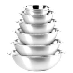 EHOMEA2Z Mixing Bowls Metal Stainless Steel,Kitchen Nesting Bowls for Space Saving Storage Gadgets, Baking, Cooking, Breader Bowl, Polished Mirror (6,2x0.75,1.5,3,4,5 QT)