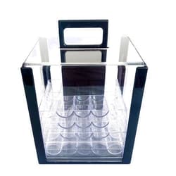 Yuanhe Deluxe Acrylic Poker Chip Case Poker Chip Carrier(1000 Chips Capacity)-With 10 Chip Racks/Chip Trays