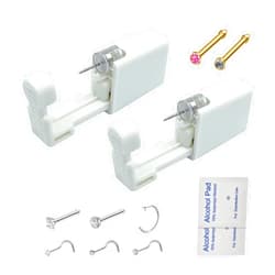 GCHSSS Nose Piercing Kit, 2 Pack Nose Piercing Gun, Disposable Safe Sterile Piercing Unit, Contains 6 Replaceable Nose Pins, Fit For Self Nose Piercing