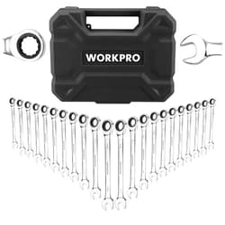 WORKPRO 22-Piece Ratcheting Combination Wrench Set, 72 Teeth, Combo Ratchet Wrenches Set with Organizer Box, Metric 6-18mm & SAE 1/4-3/4