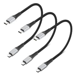 PEAKLIFT Short USB C to Lightning Cable 1FT, 3Pack Braided USB Tpye C to iPhone Cord PD Fast Charging 1 Foot USBC to Lightning Cable for Apple iPhone 14 13 12 11 Pro Max Mini 10 8 7 Plus XR XS SE iPad Air Mini
