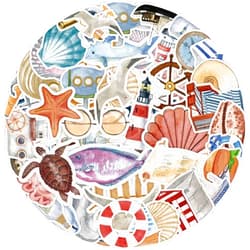 Famnaer Sailing Beacon Stickers, 50PCs, Ocean Lighthouse Stickers, Aesthetic Vinyl Sealife Stickers and Decals, Cute Cool Laptop Water Bottle Stickers,Famnaer Sticker Machine Stickers for Hydro Flask, Car, Planner, Skateboard, Stickers for Kids, Toddlers, Adults, Holiday Gifts Stickers[Sailing Beacon]