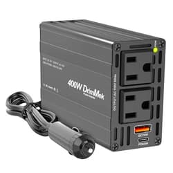 DrimMek 400W Car Power Inverter - Dual DC 12V to 110V AC Car Plug Adapter Outlets, Fast Charging USB C 65W & 24W Port, Power Inverters for Vehicles, Laptop Car Charger, Road Trips