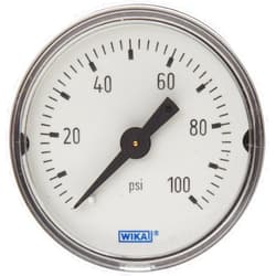WIKA 9690234 Commercial Pressure Gauge, Dry-Filled, Copper Alloy Wetted Parts, 1-1/2