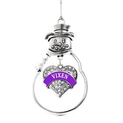Inspired Silver - Vixen Charm Ornament - Silver Pave Heart Charm Snowman Ornament with Cubic Zirconia Jewelry