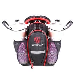 MOOZO Water Bottle Bag, Waterproof Rear Under Seat Bike Saddle Bag, Double Bottle Pouch Bicycle Tail Pocket with Reflective Strip for MTB Mountain City Road Bike Water Bottle/Repair Tools Kit