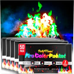 Party Flames Fire Color Changing Packets Fire Pit (50 Pack) - Perfect for Any Campfire, Bonfire, Fire Pits & Outdoor Fireplaces - Perfect Magic Fire Cosmic Mystical Fire Campfire Accessories - Camping Games