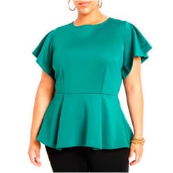 ELOQUII Women's Plus Size Flare Sleeve Peplum Top