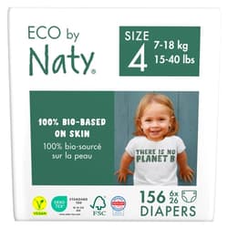 Eco by Naty Eco-Friendly Baby Diapers - 100% Plant-Based Materials on Skin, Soft, for Sensitive Skin & Super Absorbent (Size 4, 156 Count)