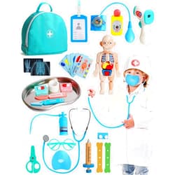 Lehoo Castle Doctor Kit for Kids Realistic, Kids Doctor Kit Wooden, Pretend Doctor Playset for Toddlers 3-5, Medical Kits Toys for Boys Girls, with Stethoscope Syringe Doctor Bag