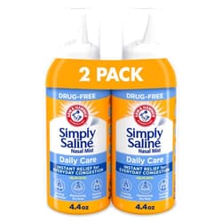 Arm & Hammer Simply Saline Daily Care Nasal Mist 4.4oz, Saline Nasal Spray, Drug-Free, 2-Pack