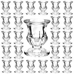 BEIUTAO Candle Holder, 24Pcs Taper Candle Holders Bulk, Glass Candle Holder for Christmas Shabbat, Portavelas de Cristal for Candle Sticks Holder Decor, Clear Candle Holder for Wedding, Party,Festival