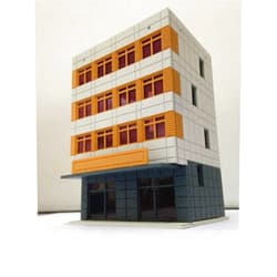 Outland Models Railway Colored Modern City Building 4-Story Office Grey N Scale
