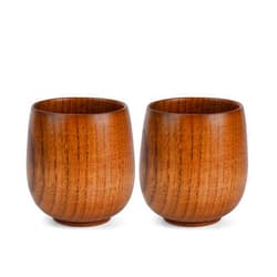 MOTZU 2 Pieces Jujube Wood Sake Cup, Top-Grade Natural Solid Wooden Tea Cup, Capacity: 51-100ml, Primitive Handmade Wooden Drinking Wine Mug, Breakfast Milk Juice Beer Cups for Home Bar