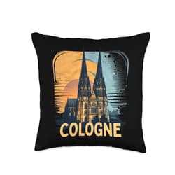 Cologne Skylines for Köln Germany Lovers Cologne Cathedral Vintage Silhouette Köln German Skyline Throw Pillow