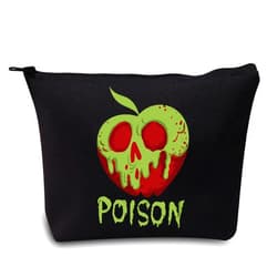 LEVLO Evil Queen Poison Apple Cosmetic Makeup Bag Villain Lover Gift Witchy Poison Zipper Pouch Bag (Poison Black)