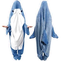 Wartleves Shark Blanket Hoodie Onesie Adult & Kid, Shark Wearable Blanket, Shark Sleeping Bag, Soft Cozy Shark Onesie Costume (M (4'7