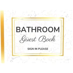 Happy Pandas Publishing Bathroom Guest Book Sign In Please: Funny Housewarming Gift For Hostess, Humorous Restroom Log Journal For Guests To Answer Questions & Record Thoughts While They Poop, Marble Cover