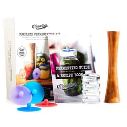 Masontops Complete Mason Jar Fermentation Kit - Pickle Kit, Sauerkraut Making Kit Kimchi Container - Fermentation Airlock Lids Wide Mouth Mason Jars