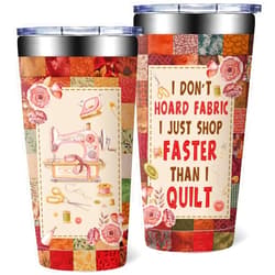 SpenMeta Sewing Gifts for Women - Quilting Gifts for Quilters, Seamstress - Mothers Day Christmas Birthday Gift for Sewing Lovers - I Don't Hoard Fabric I Just Shop Faster Than I Quilt Tumbler Cup