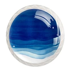 ZORE_FINE5 Kitchen Cabinet Knobs Round Decorative Knobs Cabinet Closet Drawers Dresser Pull Handle 4PCS Watercolor Blue Waves